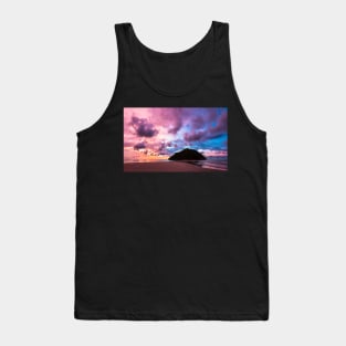 Tropical island and paradise beach at sunset Tank Top